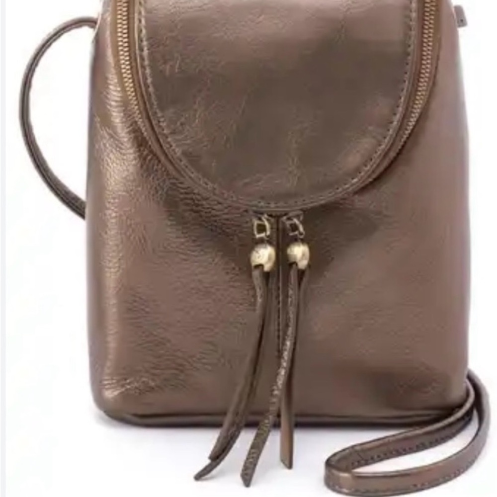 HOBO Fern bronze metallic leather crossbody bag with Tassel Detail